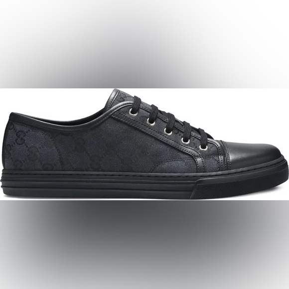 Gucci GG Canvas Low 'Grey Black - Picture 3 of 3